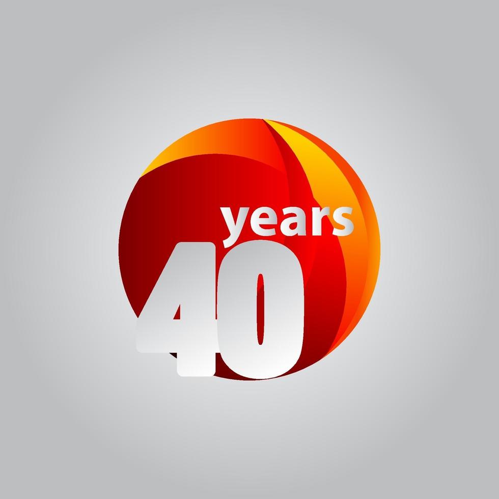 40 Years Anniversary Red Ball Vector Template Design Illustration