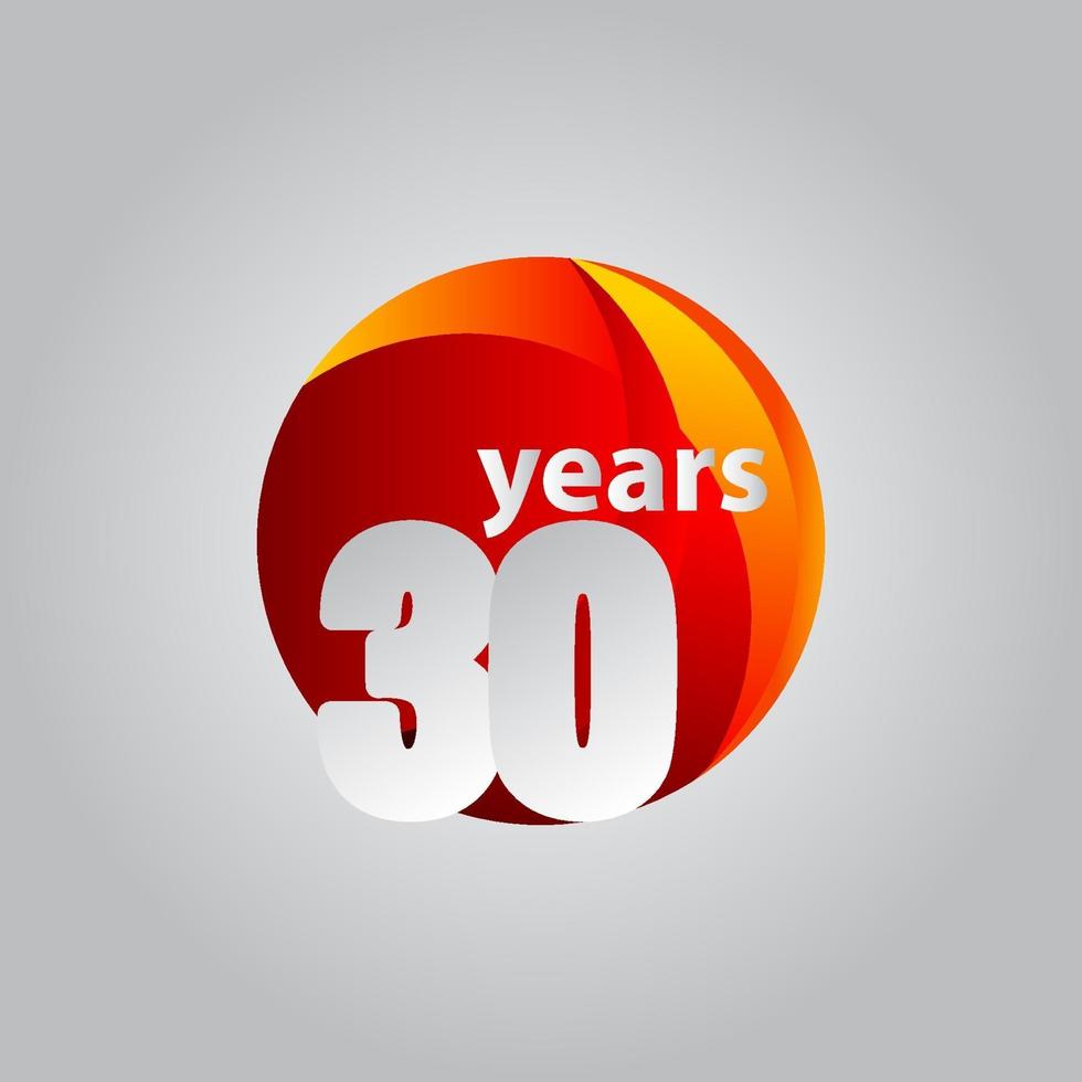 30 Years Anniversary Red Ball Vector Template Design Illustration