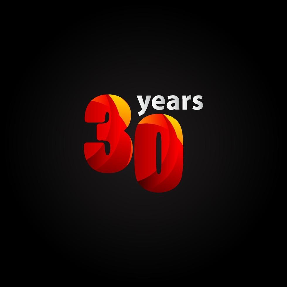 30 Years Anniversary Red Light Vector Template Design Illustration