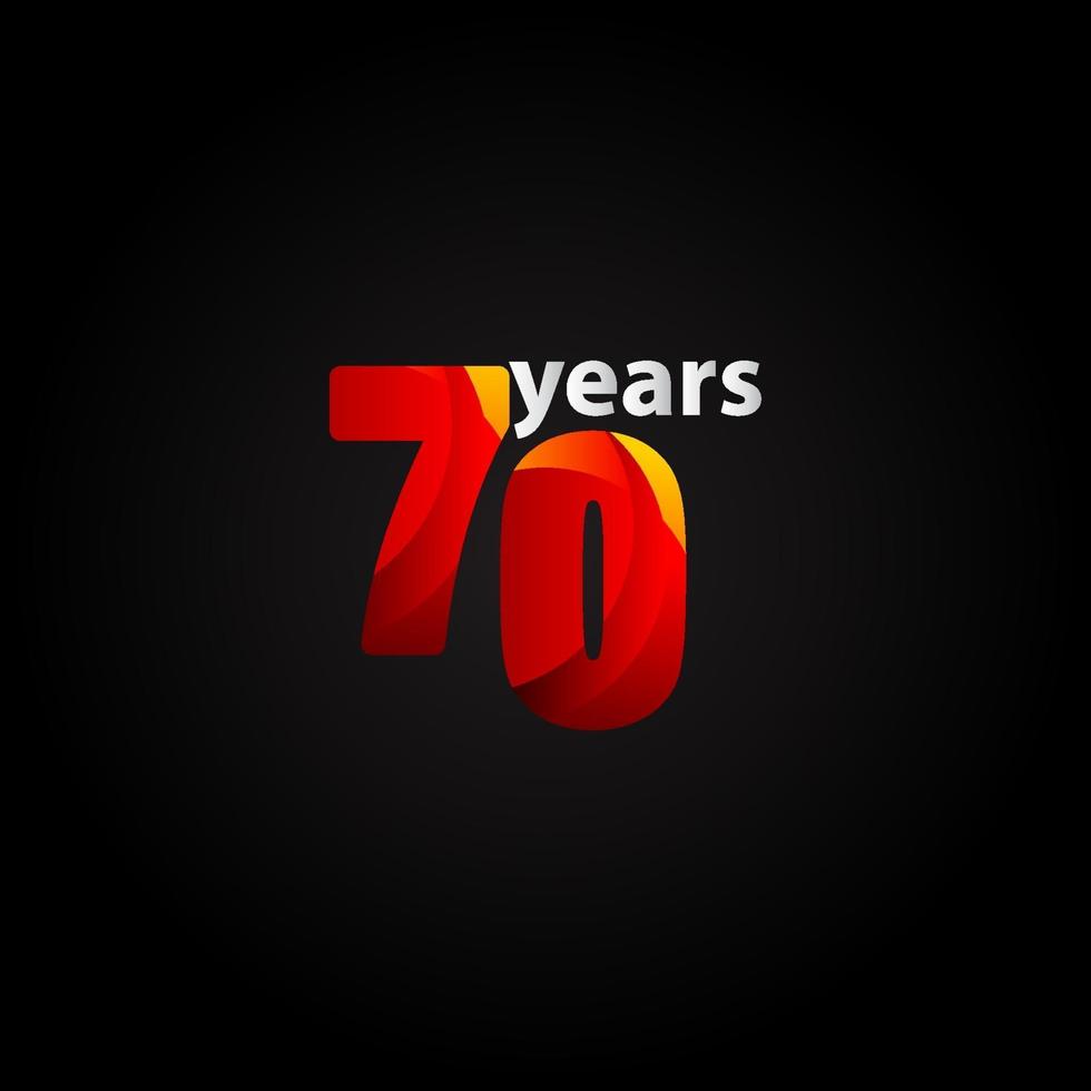 70 Years Anniversary Red Light Vector Template Design Illustration