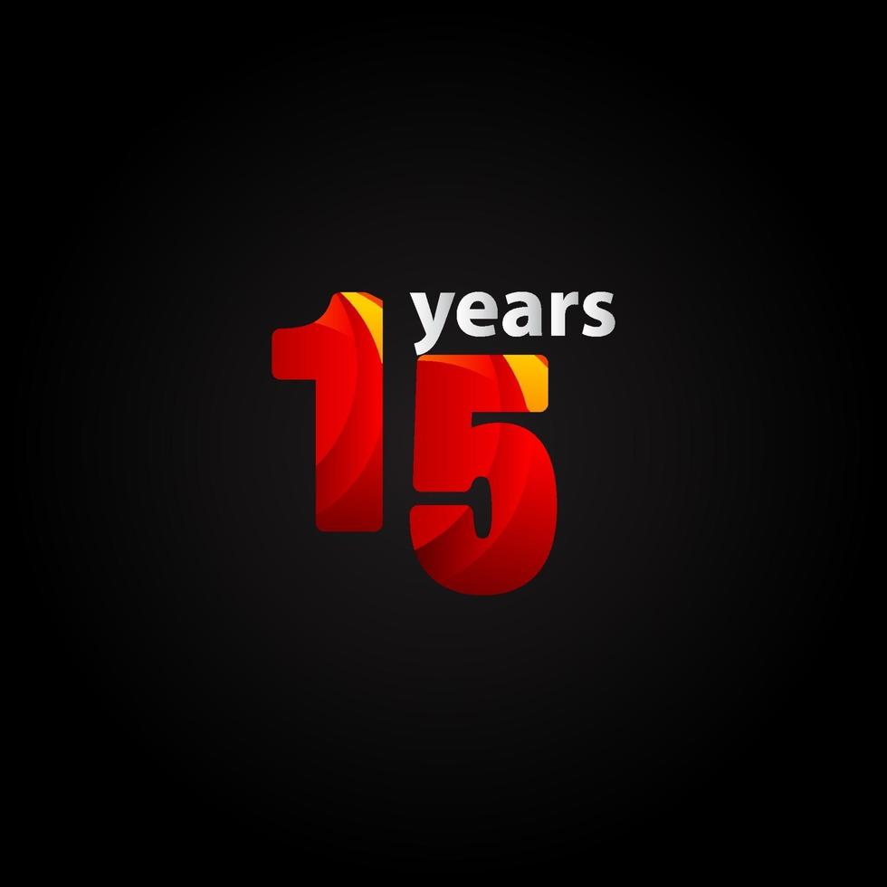 15 Years Anniversary Red Light Vector Template Design Illustration