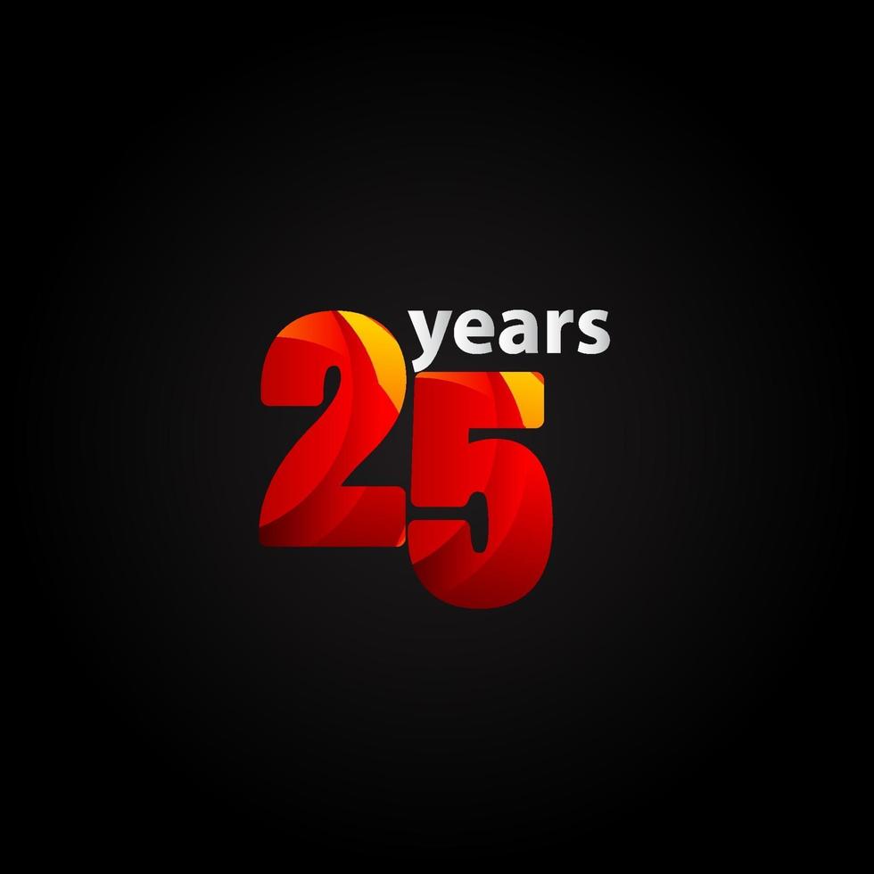 25 Years Anniversary Red Light Vector Template Design Illustration