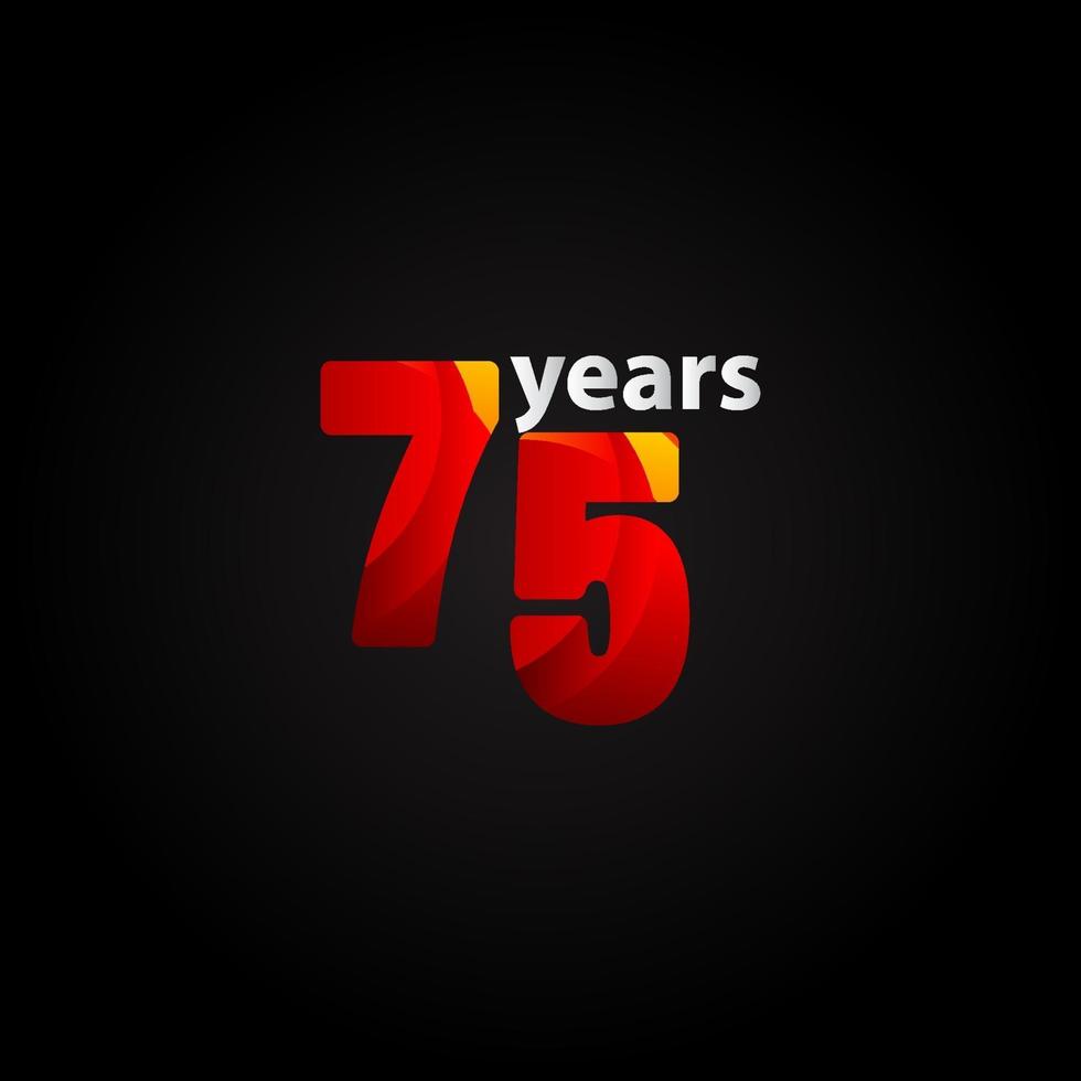 75 Years Anniversary Red Light Vector Template Design Illustration