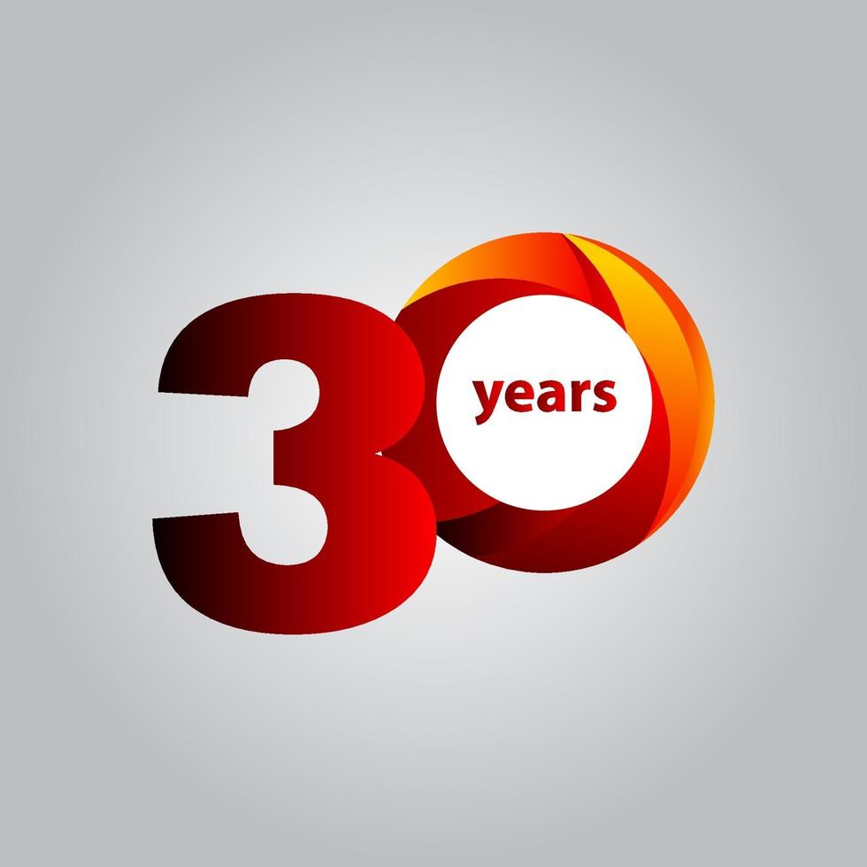 30 Years Anniversary Red Ball Vector Template Design Illustration