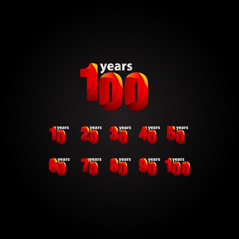 Ilustración de diseño de plantilla de vector de luz roja de aniversario de 100 años