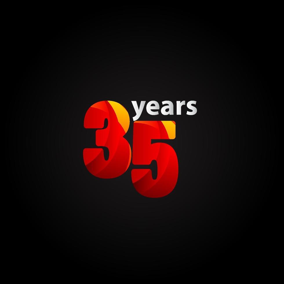 35 Years Anniversary Red Light Vector Template Design Illustration