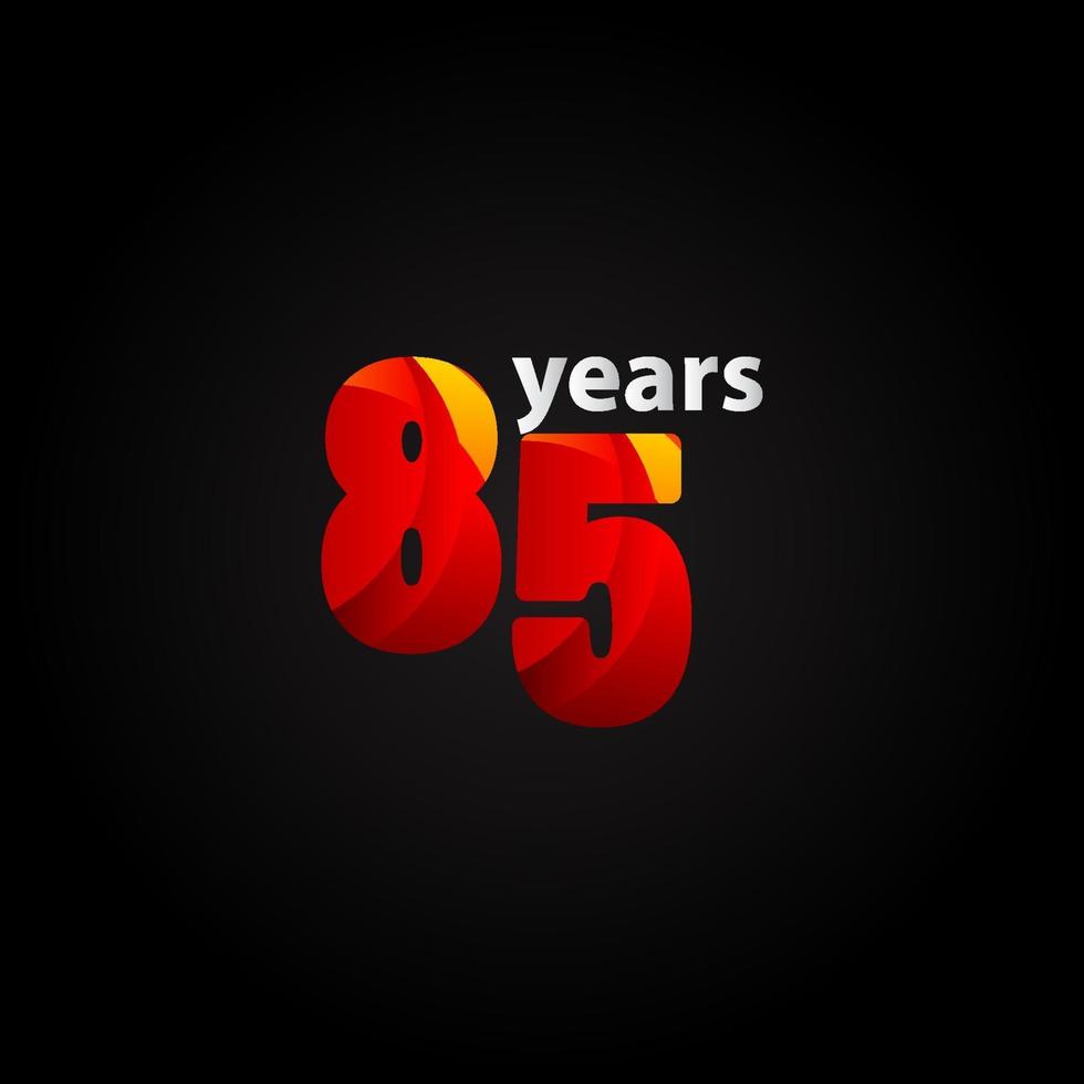 85 Years Anniversary Red Light Vector Template Design Illustration