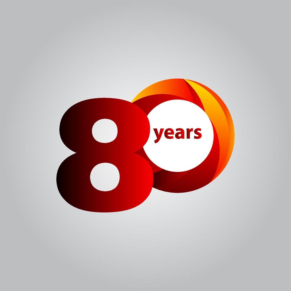 80 Years Anniversary Red Ball Vector Template Design Illustration