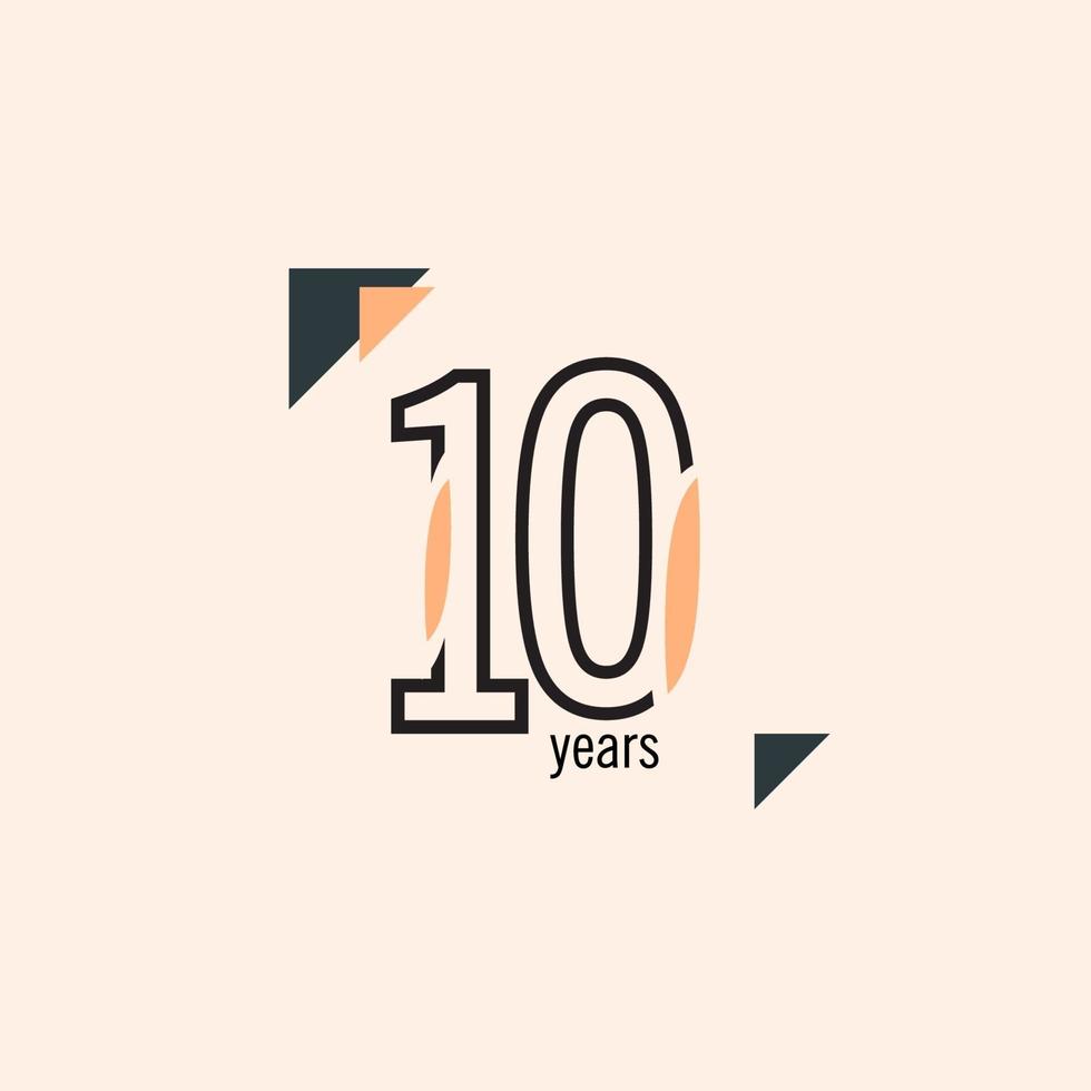 10 Years Anniversary Retro Line Vector Template Design Illustration