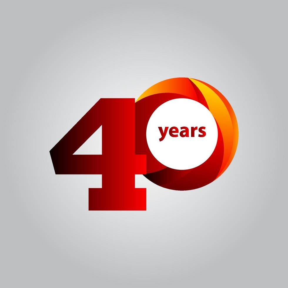 40 Years Anniversary Red Ball Vector Template Design Illustration