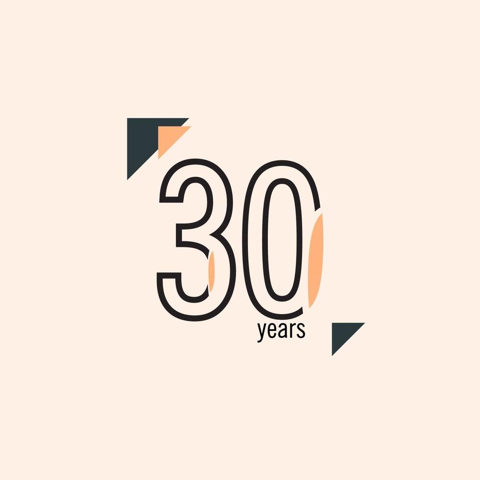 30 Years Anniversary Retro Line Vector Template Design Illustration