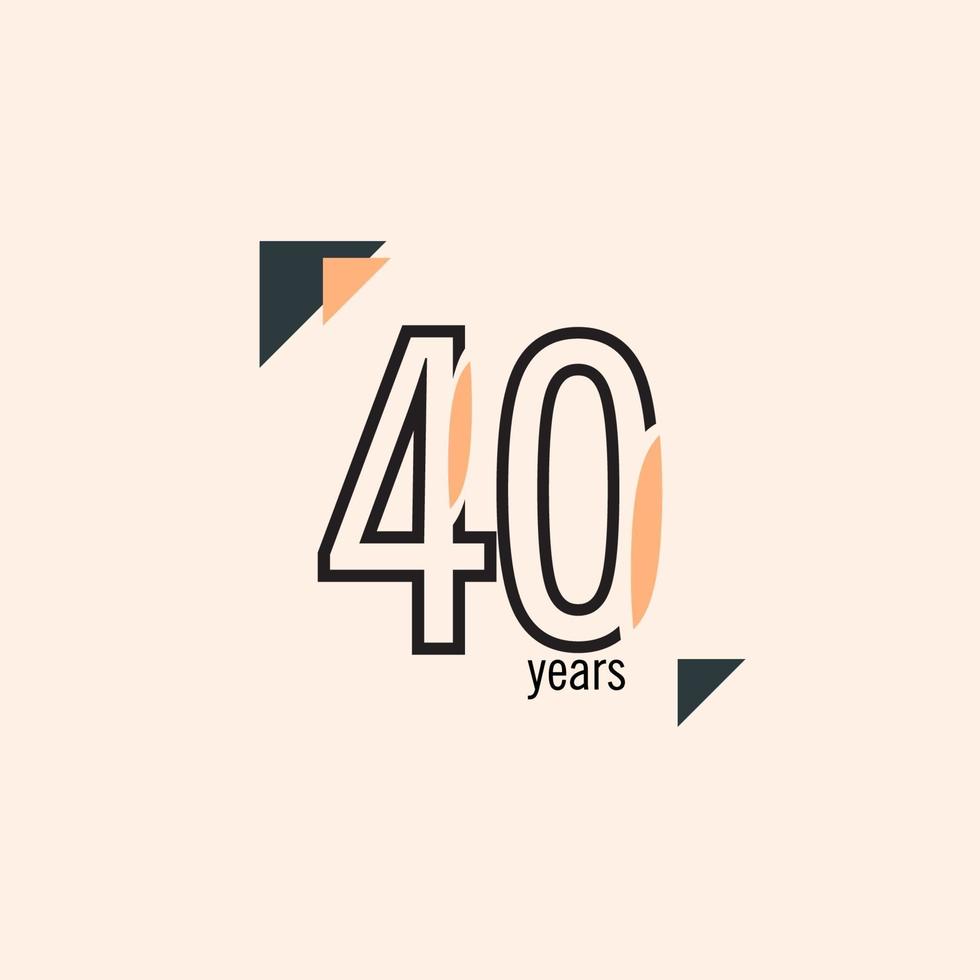 40 Years Anniversary Retro Line Vector Template Design Illustration