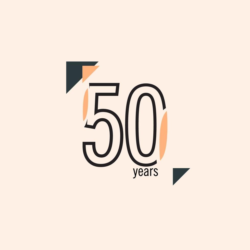 50 Years Anniversary Retro Line Vector Template Design Illustration