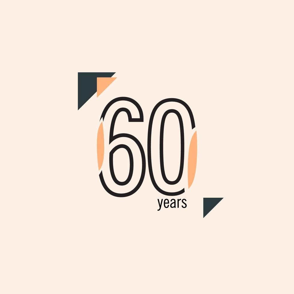 60 Years Anniversary Retro Line Vector Template Design Illustration