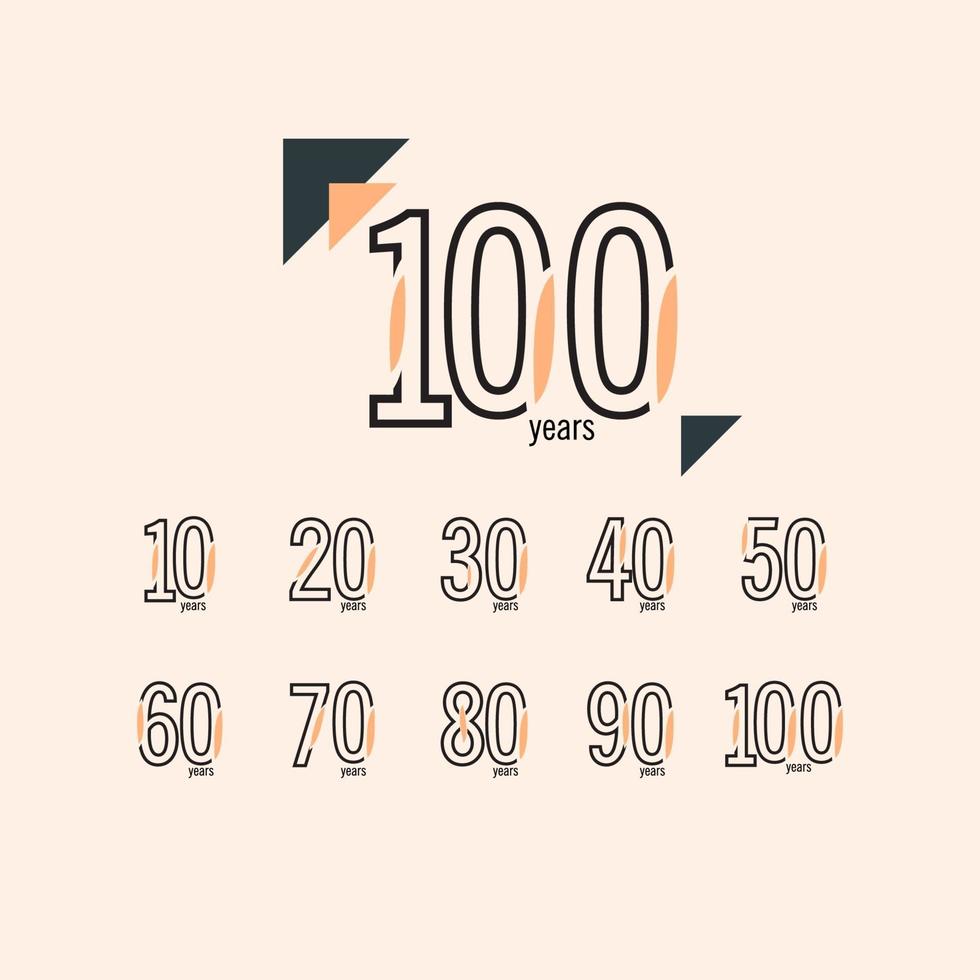 100 Years Anniversary Retro Line Vector Template Design Illustration