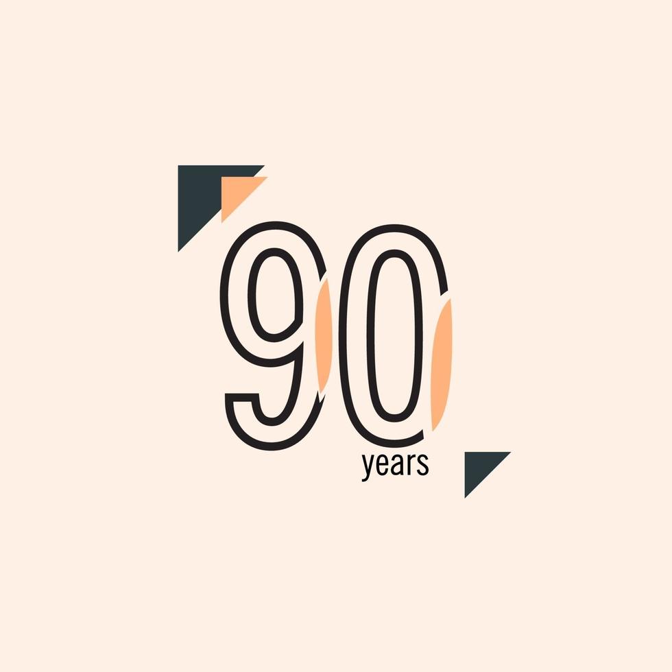 90 Years Anniversary Retro Line Vector Template Design Illustration