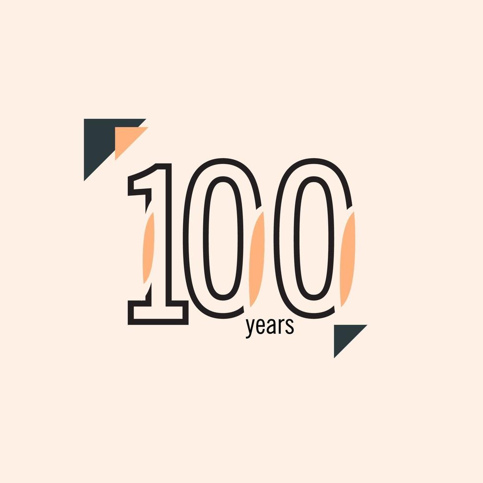 Ilustración de diseño de plantilla de vector de línea retro de aniversario de 100 años
