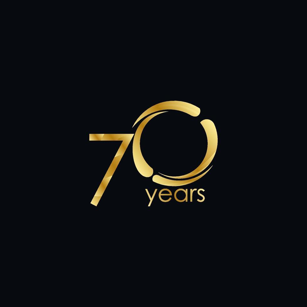 70 Years Anniversary Celebration Gold Vector Template Design Illustration