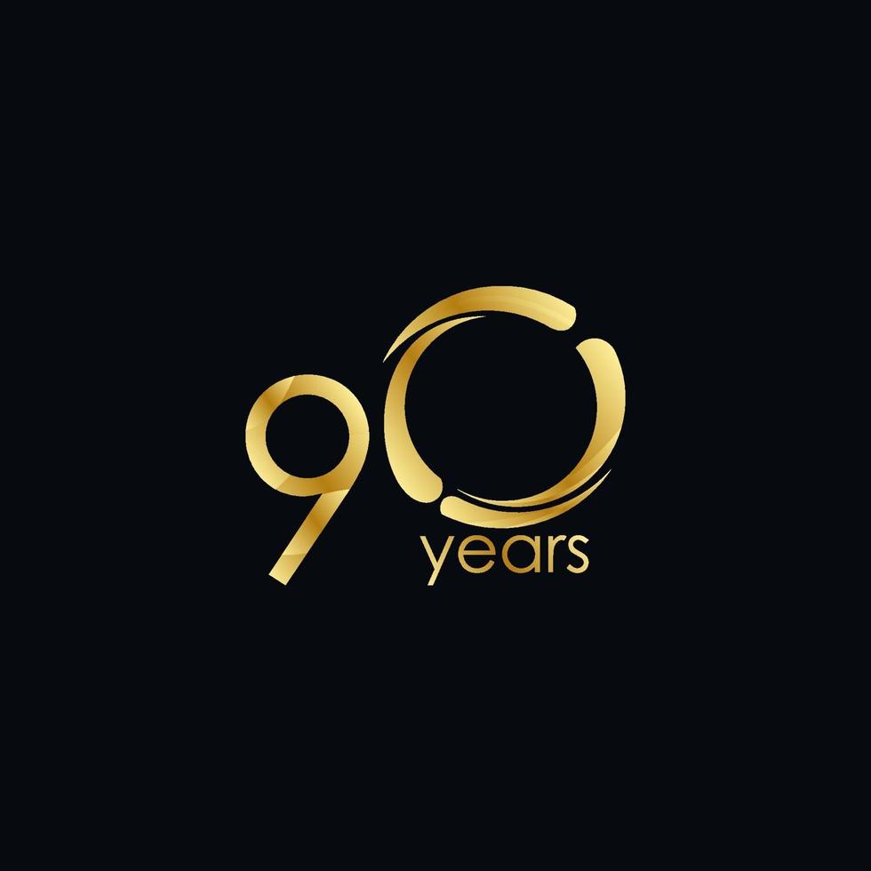 90 Years Anniversary Celebration Gold Vector Template Design Illustration