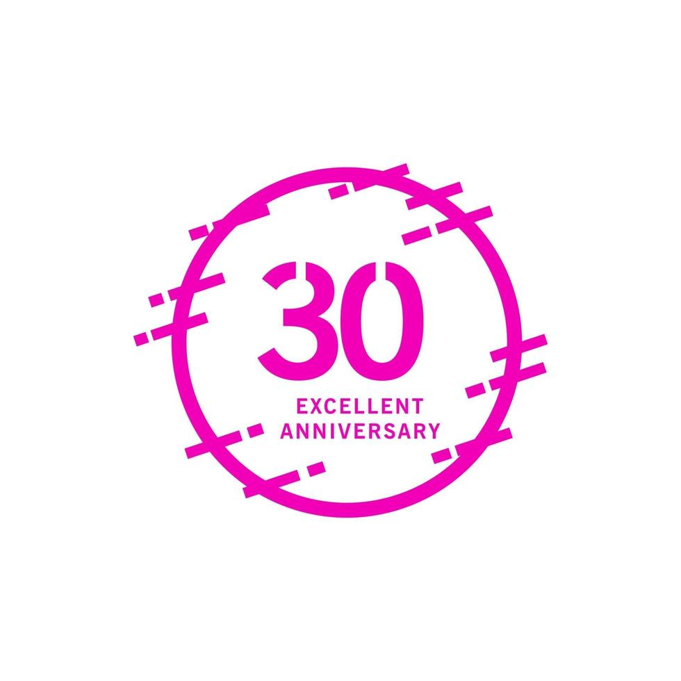 30 Years Excellent Anniversary Vector Template Design illustration