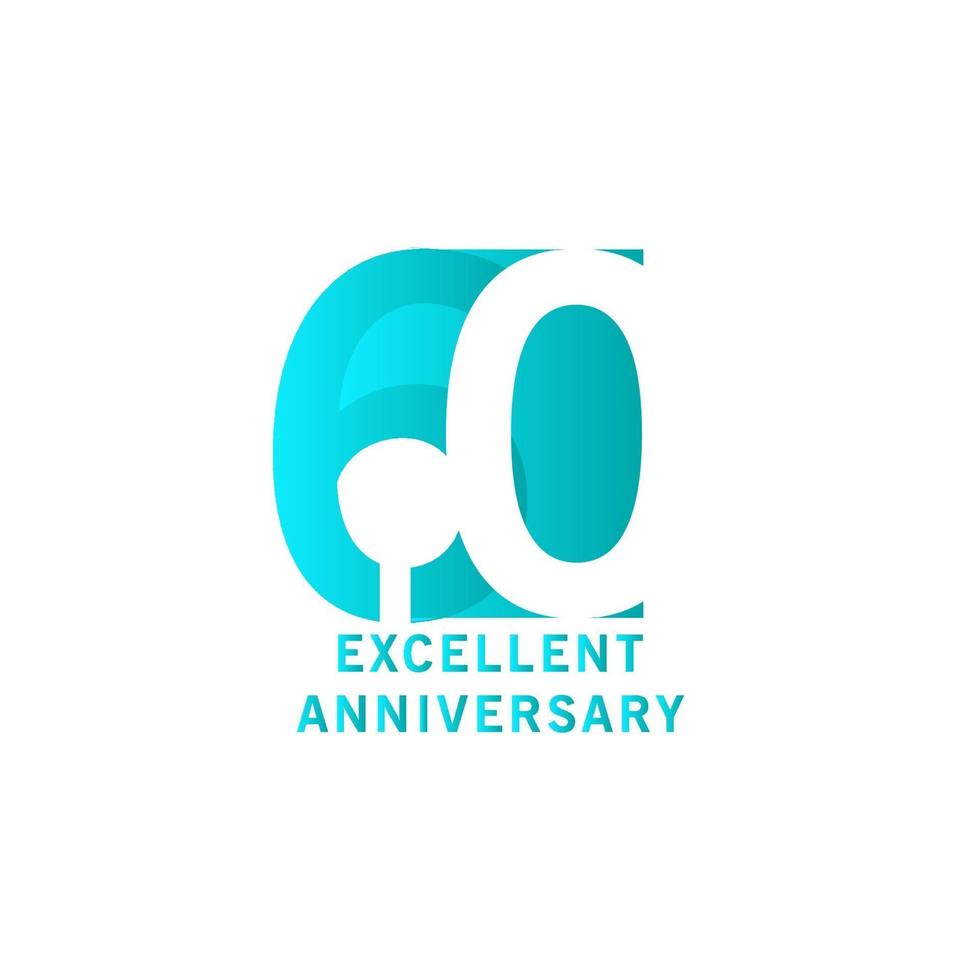 60 Years Excellent Anniversary Vector Template Design illustration