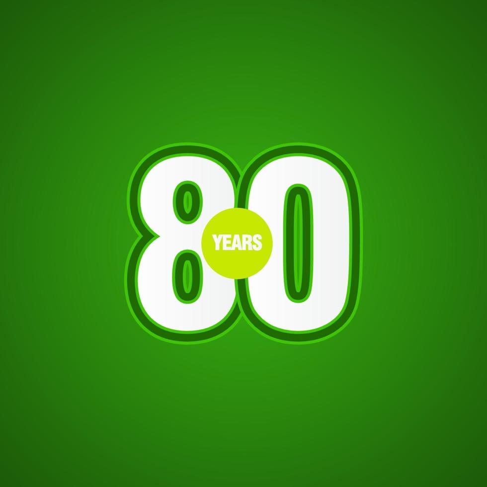 80 Years Anniversary Green Light Vector Template Design Illustration