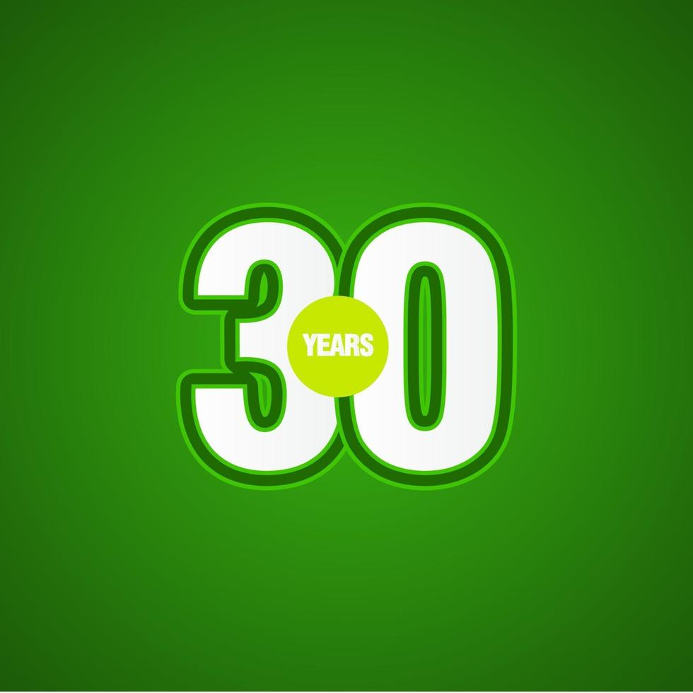 30 Years Anniversary Green Light Vector Template Design Illustration