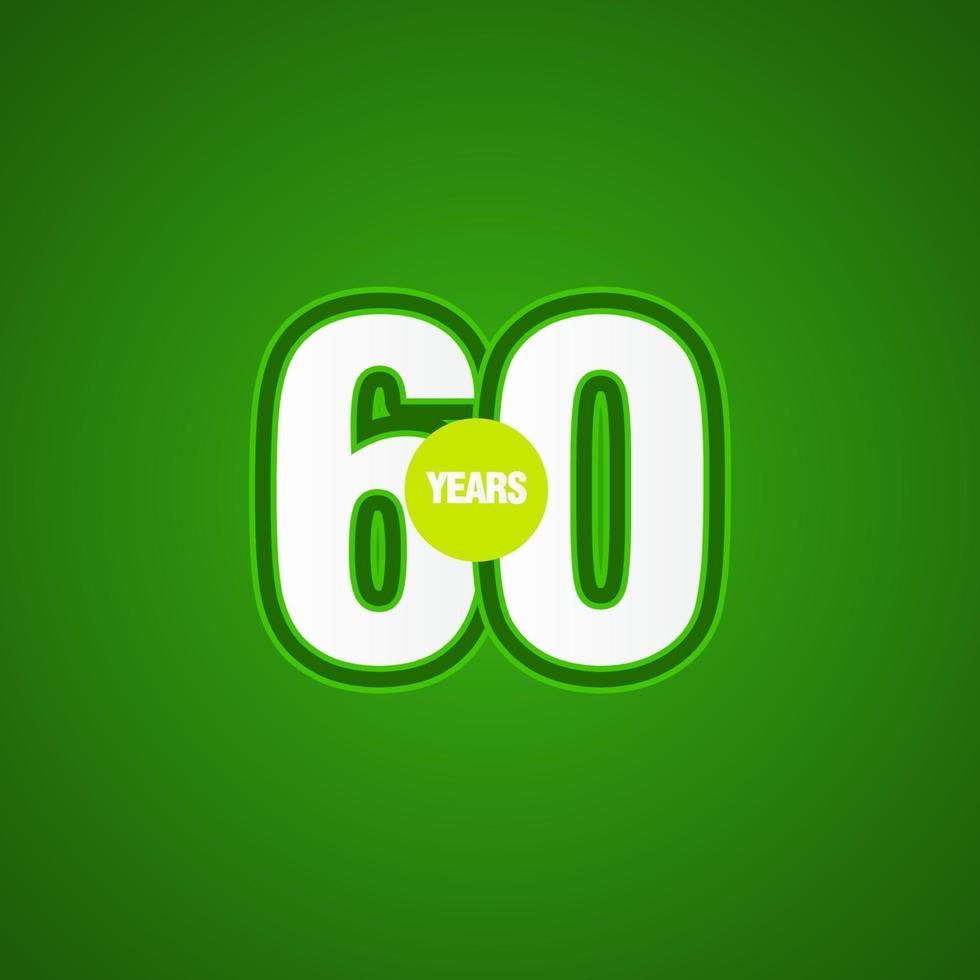 Ilustración de diseño de plantilla de vector de luz verde de aniversario de 60 años