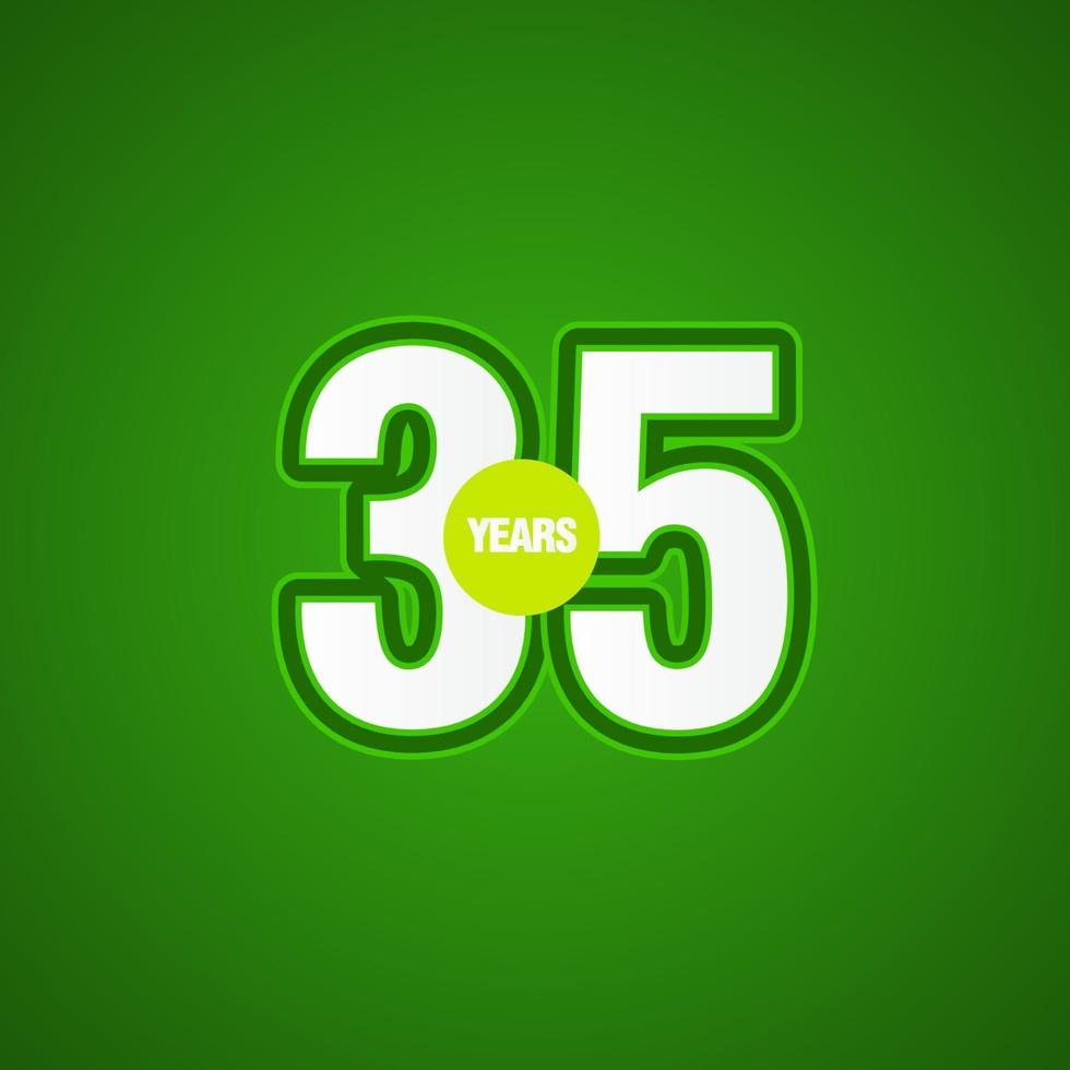 35 Years Anniversary Green Light Vector Template Design Illustration