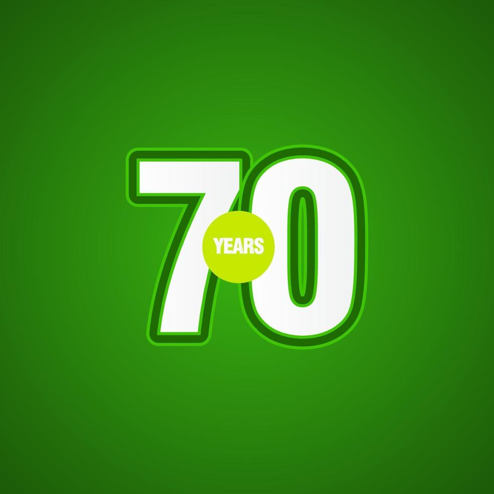 70 Years Anniversary Green Light Vector Template Design Illustration