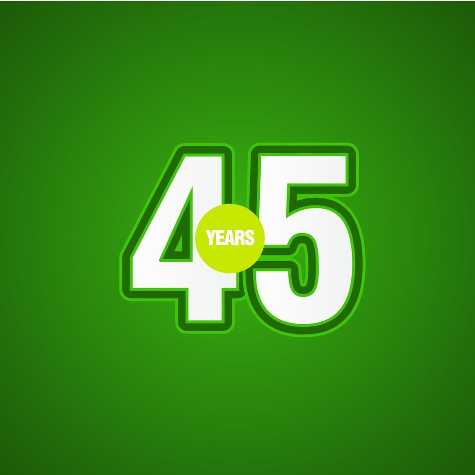 45 Years Anniversary Green Light Vector Template Design Illustration