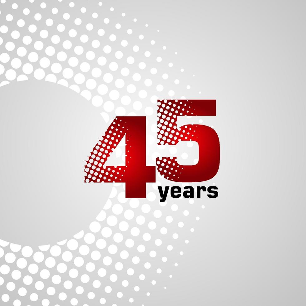 45 Years Anniversary Vector Template Design Illustration