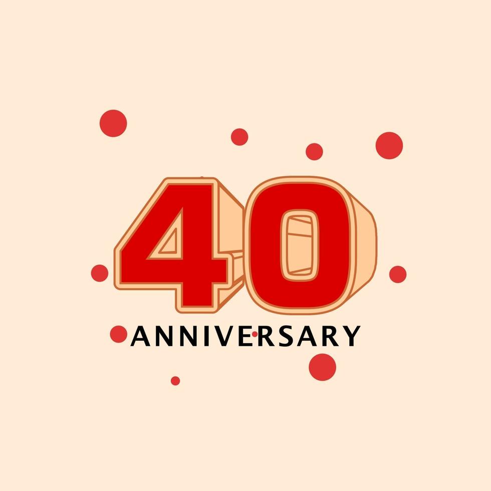 Ilustración de diseño de plantilla de vector de aniversario de 40 años