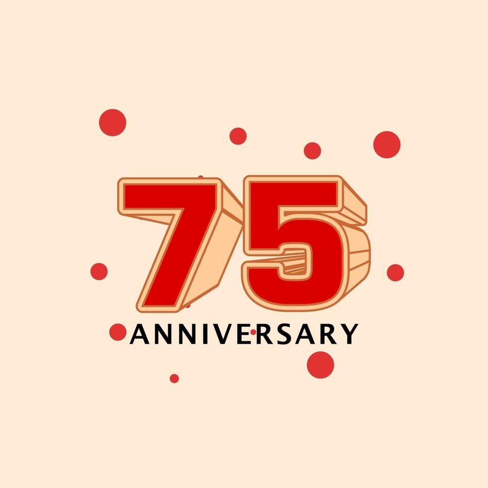 75 Years Anniversary Vector Template Design Illustration