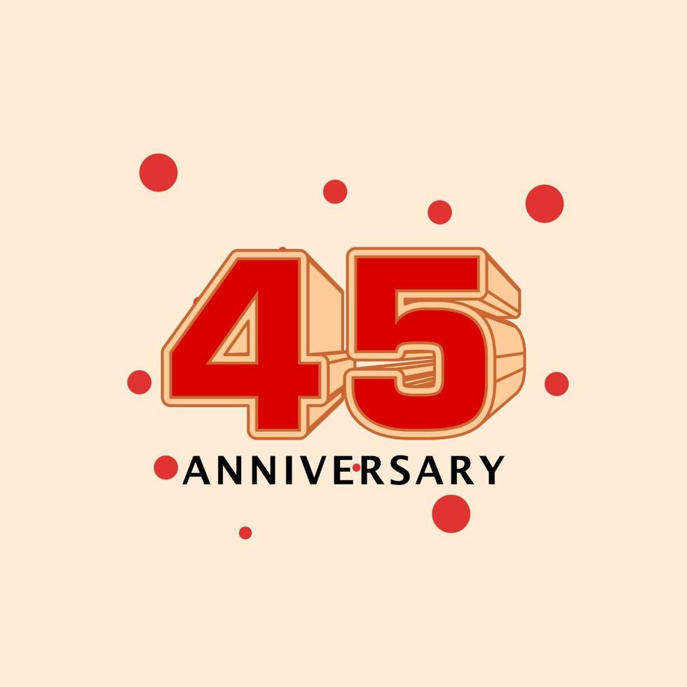 45 Years Anniversary Vector Template Design Illustration