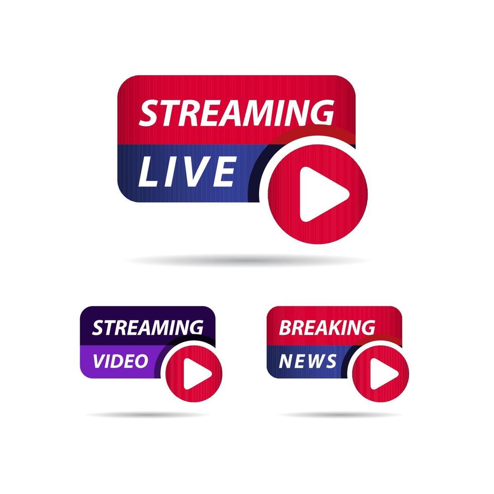 Live Streaming, breaking news Label Vector Template Design Illustration