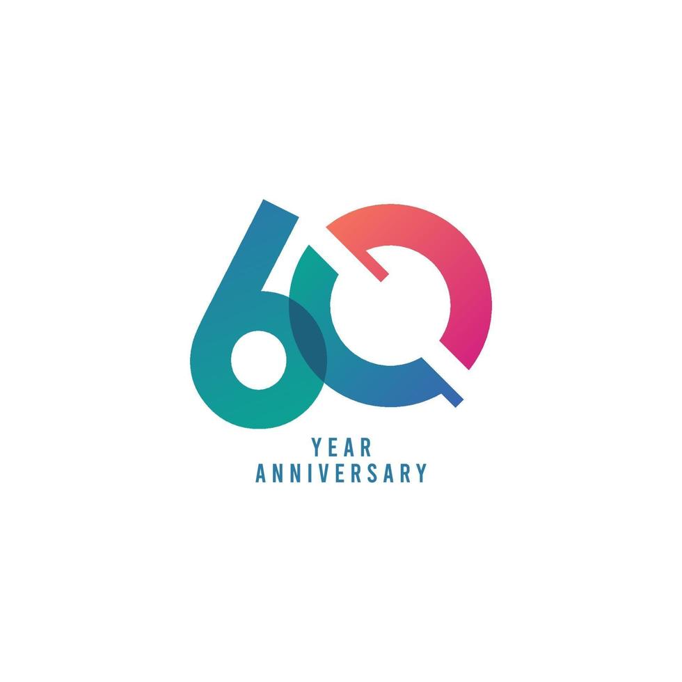 Ilustración de diseño de plantilla de vector de aniversario de 60 años