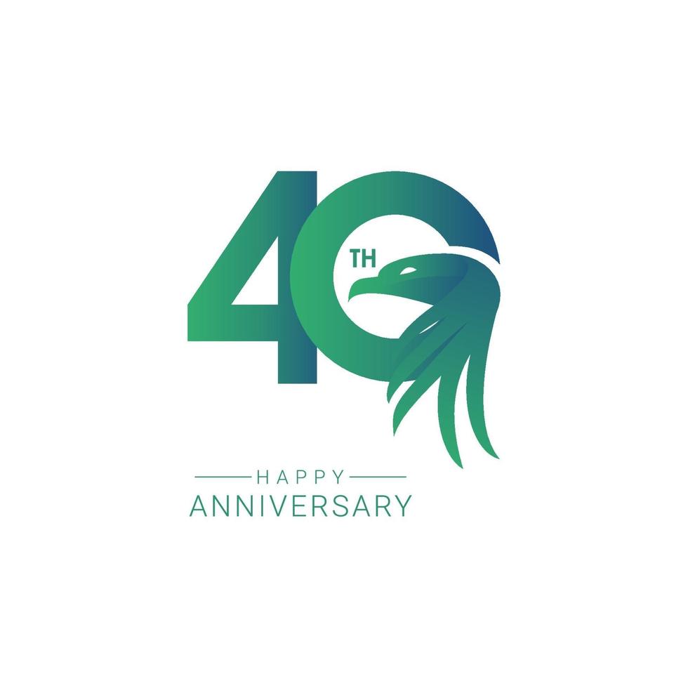 Ilustración de diseño de plantilla de vector de modelo de pájaro de 40 aniversario