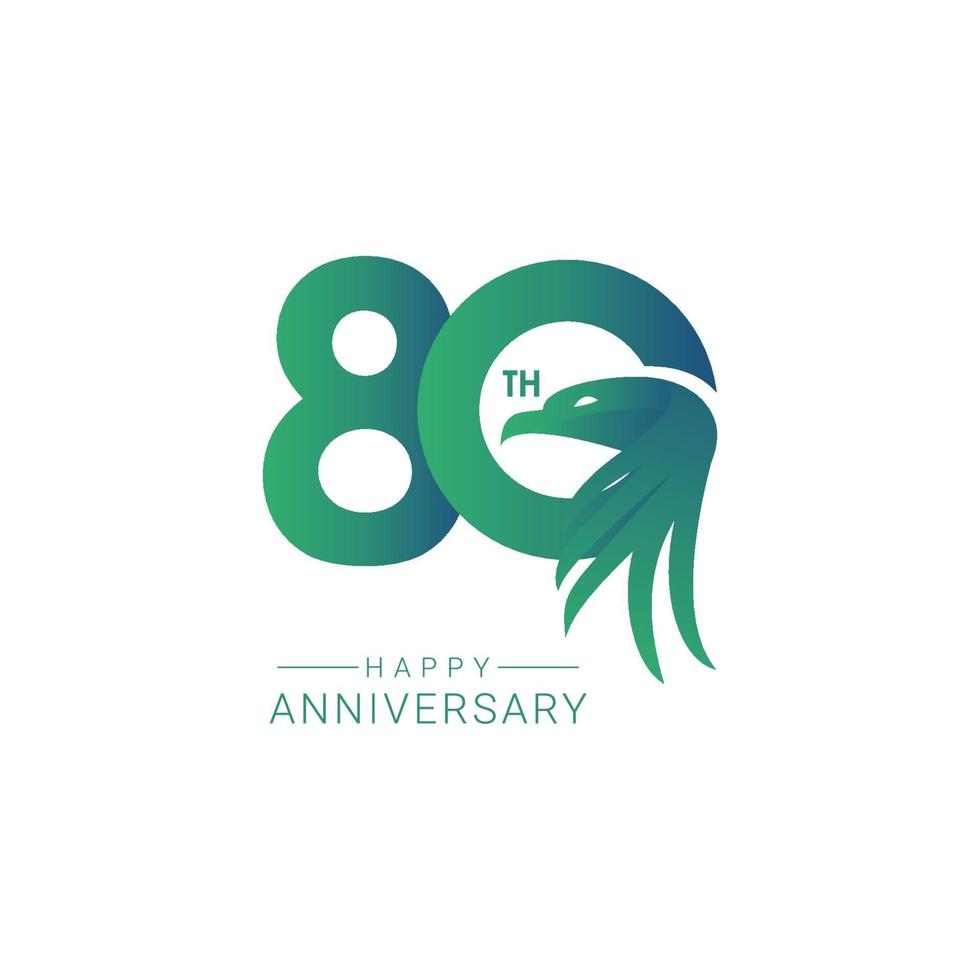 80 th Anniversary Bird Model Vector Template Design Illustration