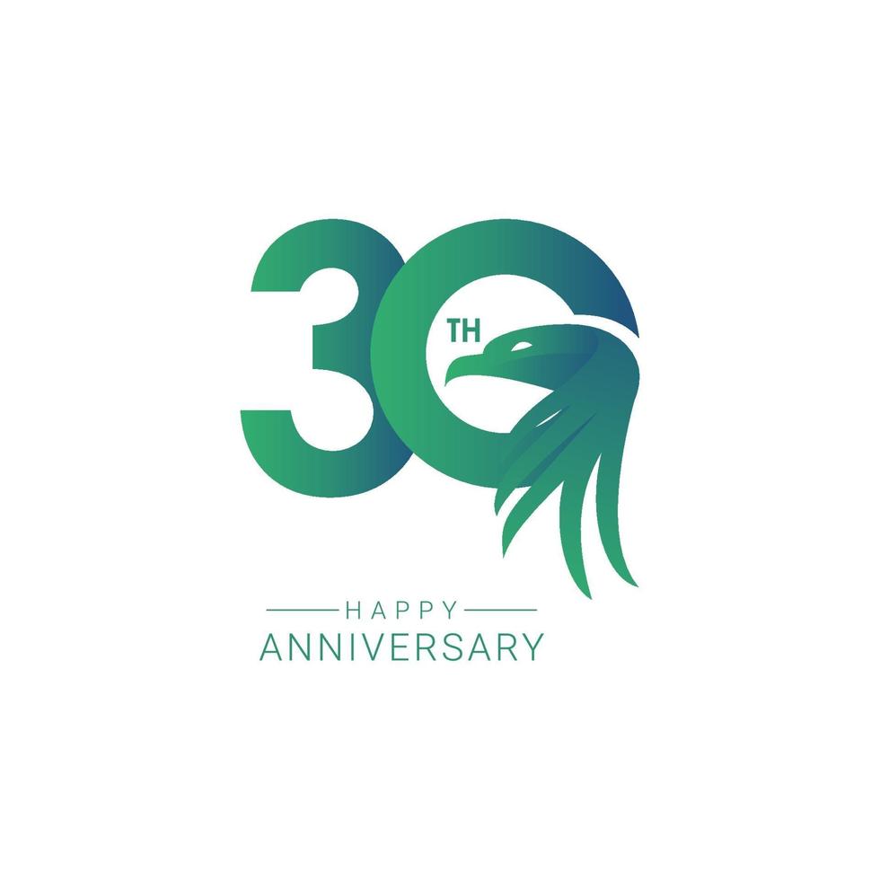 Ilustración de diseño de plantilla de vector de modelo de pájaro de 30 aniversario