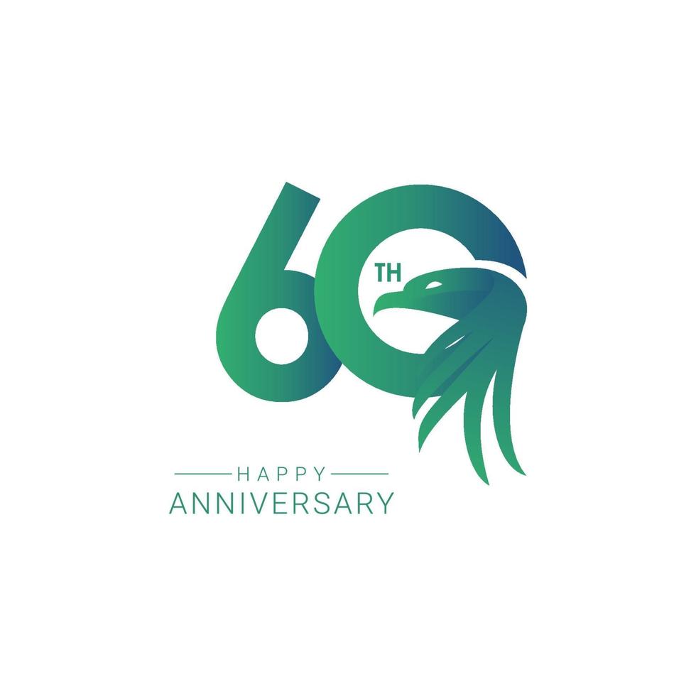 Ilustración de diseño de plantilla de vector de modelo de pájaro de 60 aniversario