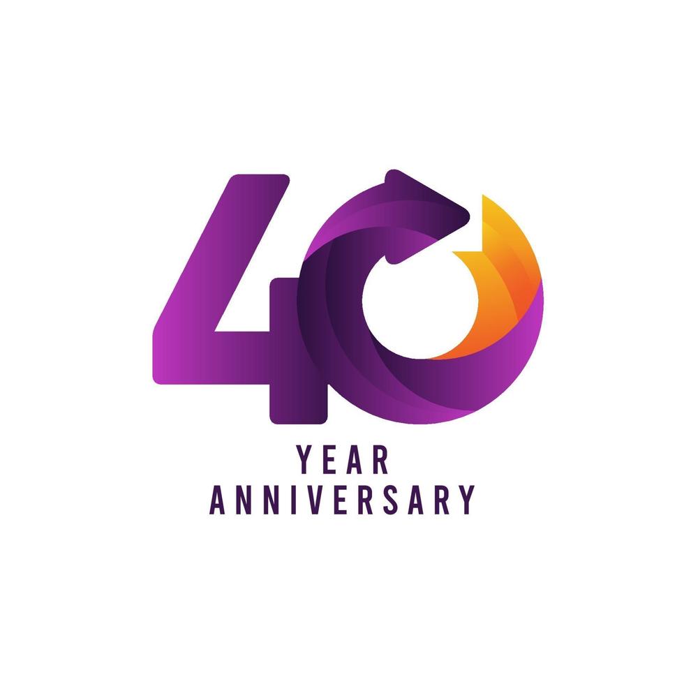 40 Years Anniversary Gradient Purple Vector Template Design Illustration