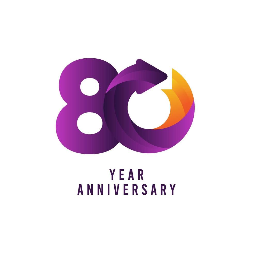 80 Years Anniversary Gradient Purple Vector Template Design Illustration