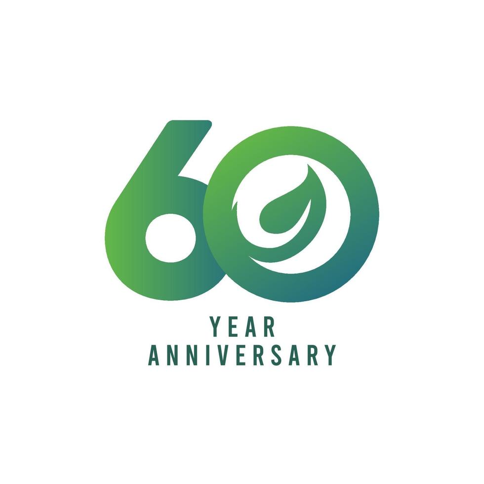 60 Years Anniversary Leaf Vector Template Design Illustration