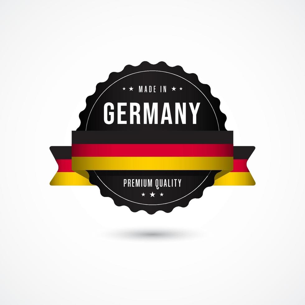 hecho en alemania etiqueta de calidad premium insignia vector plantilla diseño ilustración