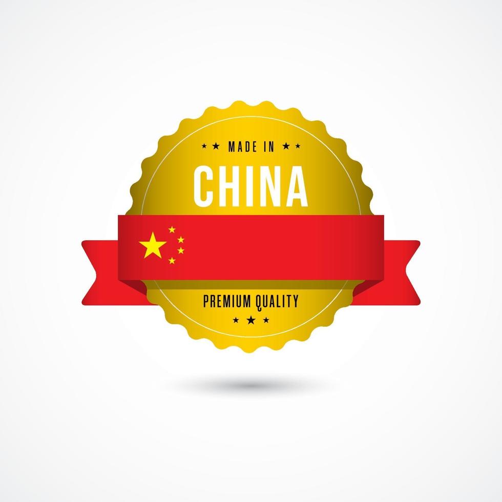 hecho en china etiqueta de calidad premium insignia vector plantilla diseño ilustración