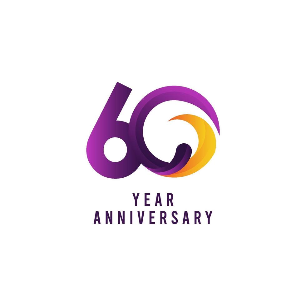 Ilustración de diseño de plantilla de vector púrpura de aniversario de 60 años