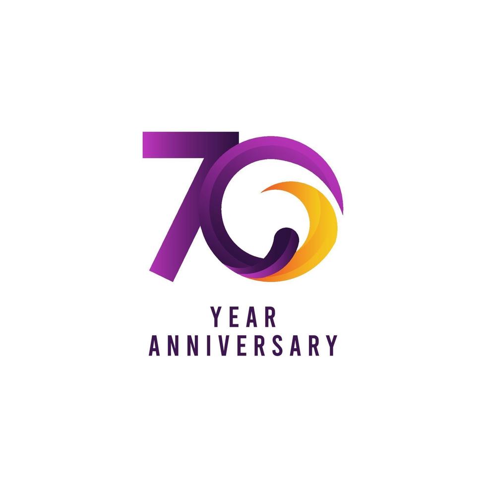 Ilustración de diseño de plantilla de vector púrpura de aniversario de 70 años