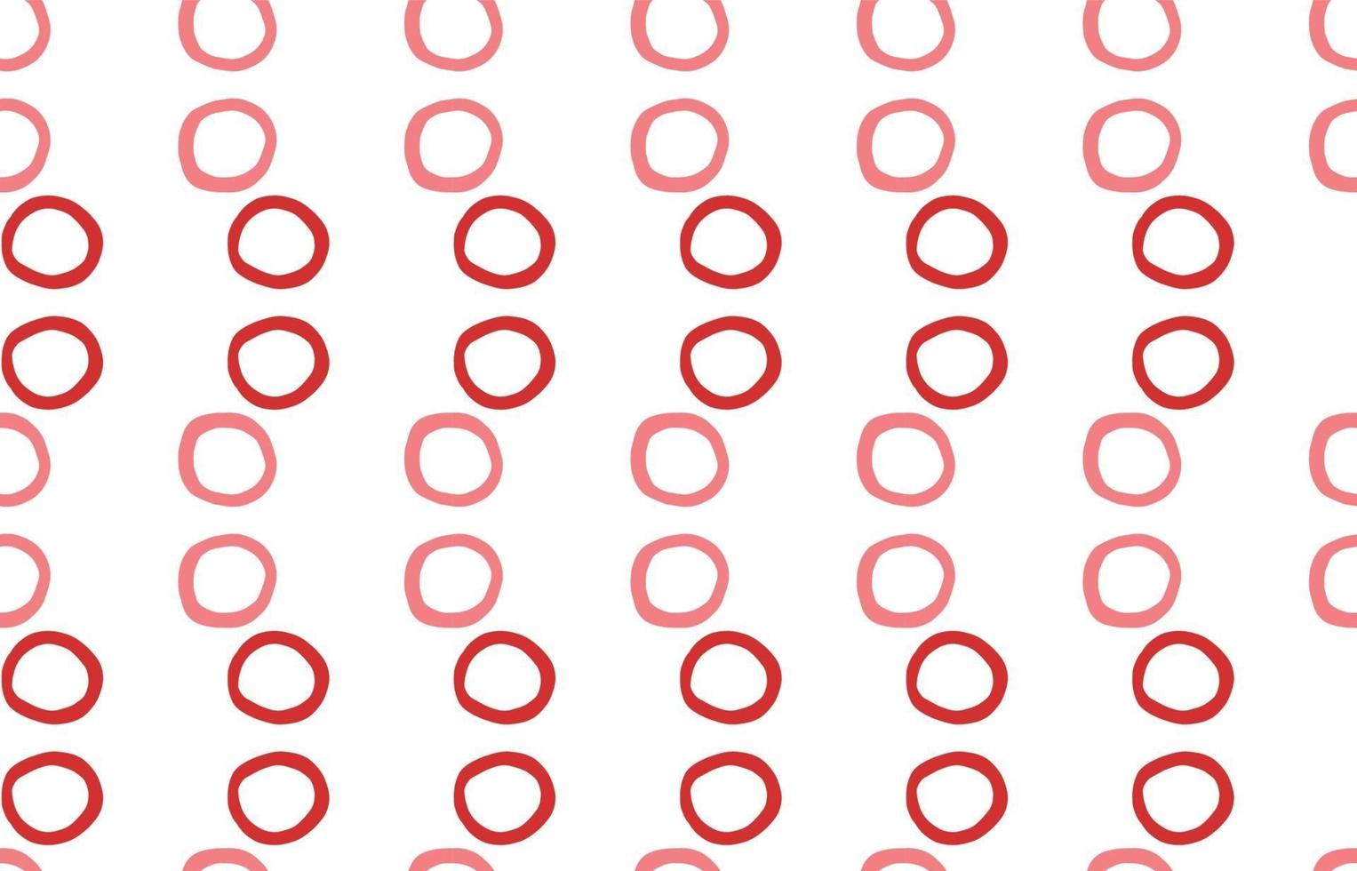 Hand drawn, red, white circles color seamless pattern vector