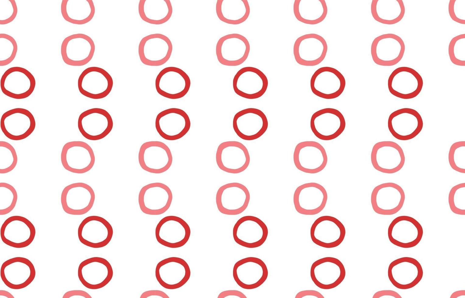 Hand drawn, red, white circles color seamless pattern vector